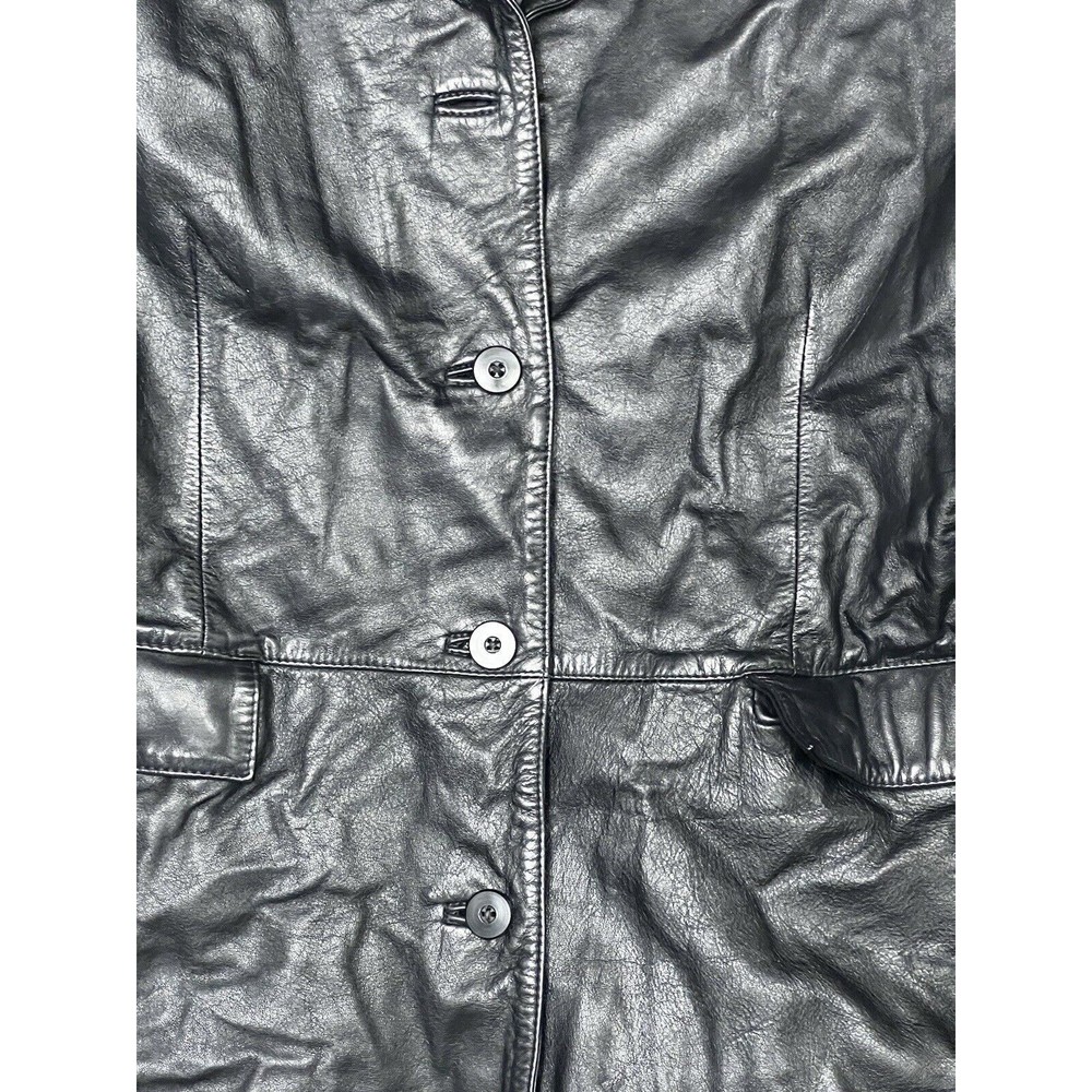 GAP Leather Blazer Womens Sz L Black Jacket Vintage 90's Y2K - Picture 3 of 10